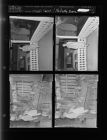 Model feature - woman standing on porch; Boys looking at Nativity scene (4 Negatives) (December 23, 1957) [Sleeve 25, Folder d, Box 13]
